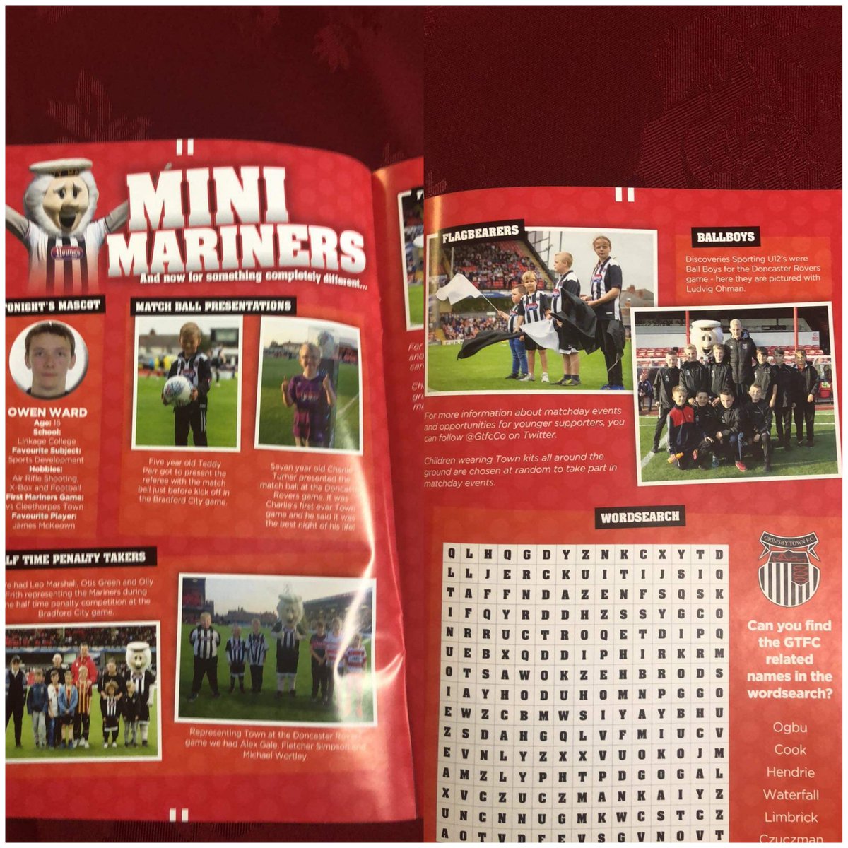 GtfcCo's tweet photo. Check out our Mini Mariners section in the match programme from last night. Lots of our junior fans who have already been involved in our match day activities are featured! Can you spot yourselves? #GTFC https://t.co/kmwSpoEvuj