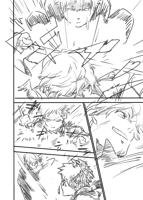 ワートリのバトルシーンほんと描くの難しいんだよて話をしたんだけど、そういえば前に太刀川対風間さん描いたときに後から風間さんてグラスホッパー入れてないじゃんて気づいて下げたやつ。今見たら頑張って描いてるな…と思ったので…。入れてた頃あったかもしれないじゃんてことで… ① 
