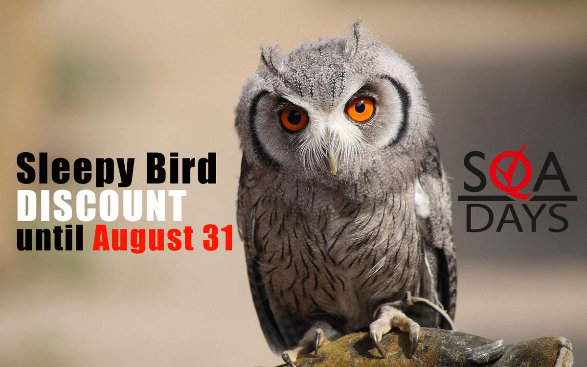 sqadays's tweet image. First talks in the program of SQA Days-26 in Minsk have been already published. Don&apos;t wait for too long - the Sleepy Bird discount price will expire after August 31, 2019.
See updates in the program here: sqadays.com/en/program/722…
#sqadays
#testconf
#testingconferences