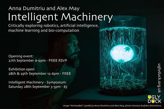 alexmayarts's tweet photo. Intelligent Machinery: an #exhibition of (mainly) robotic artworks by @annadumitriuart and @alexmayarts at @weareuglyduck in #London in September with a short symposium on Sat 28th. There will almost certainly be some #algorithmicphotography there, too! #robots #robot #robot… https://t.co/UQDU4OLtlv