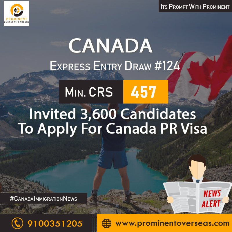 prominentcareer's tweet photo. 🇨🇦Latest Immigration News:
🧐CanadaExpressEntry Latest Draw (124th Draw)The cut-off score was set to 457 points.
✍️: https://t.co/5CLd9nO78K
📱: 9100351205
s #prvisa #prominentoverseas #skilledworkercanada #federalskilledworker #workincanada #jobsinabroad #softwaredeveloper https://t.co/pWoiPP91YN