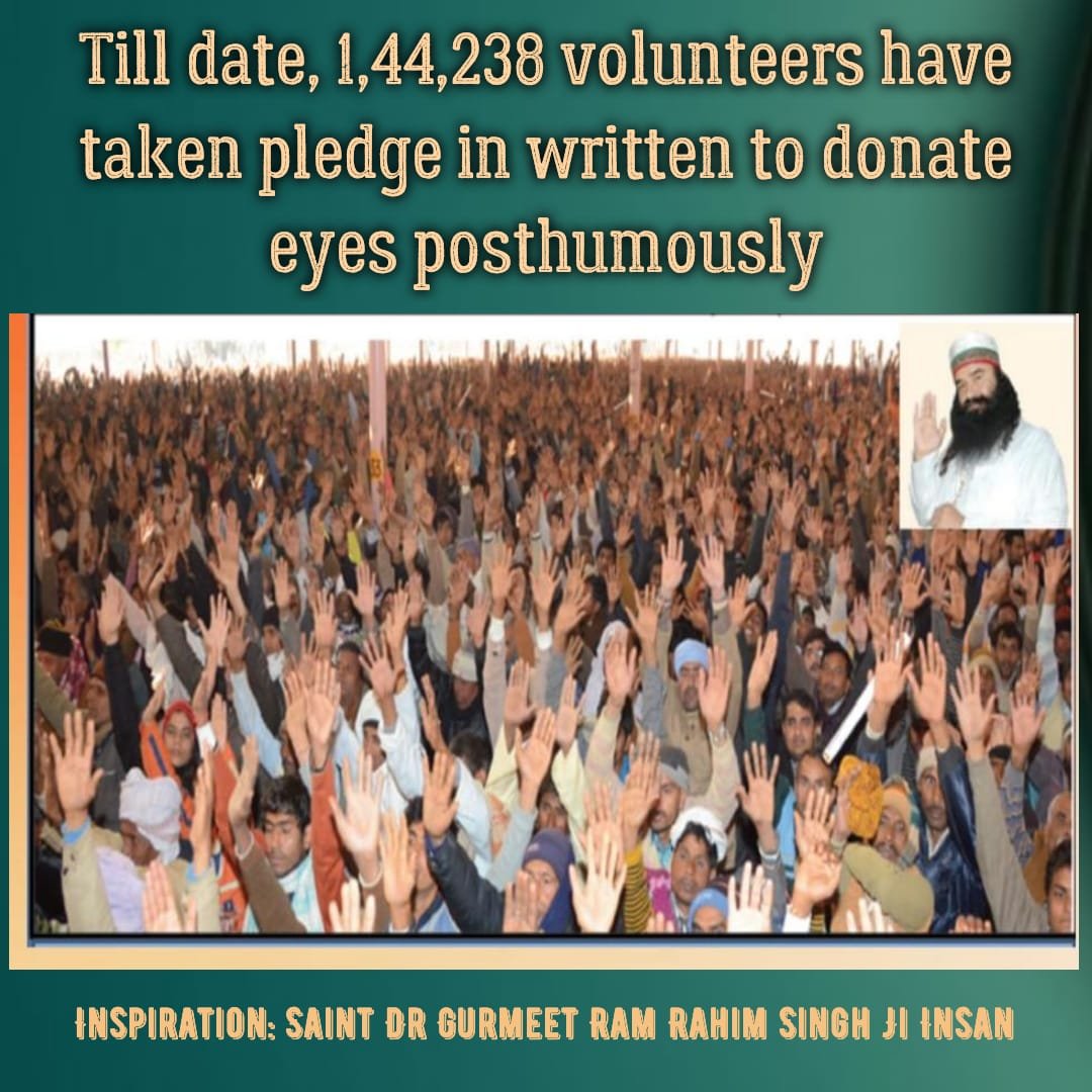 BetiPyari's tweet photo. With the Blessings of True Saint Dr. @Gurmeetramrahim Ji , Thousands of People pledged to donate eyes after death ..✨ @derasachasauda 
#Humanism #ProudWork 🌸 https://t.co/siWg0INHrd
