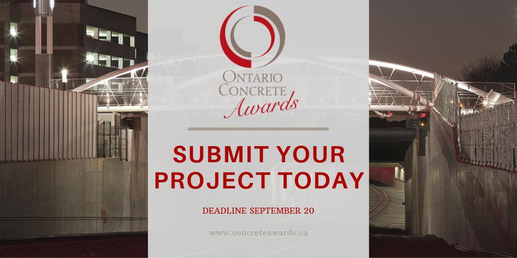 The Ontario Concrete Awards pays tribute to the visions of some of the most creative projects the province has to offer. Only 1 month left to submit your project and be recognized at the #concreteawards Banquet, Wednesday December 4 at the <a href="/MTCC_Events/">MTCC Events</a>