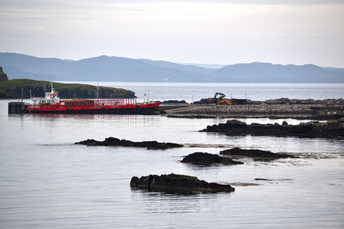isleofeigg's tweet photo. More from Eigg's Harvesting project!  One very long Red Princess boat filling up with Eigg logs.  #EiggTimber https://t.co/4UrwuFz1ri
