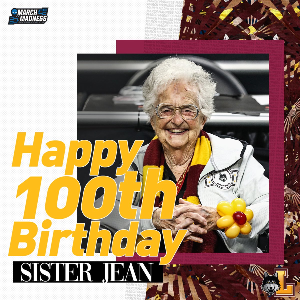 💯💯💯

Happy 100th Birthday to the legendary #SisterJean! 🎂