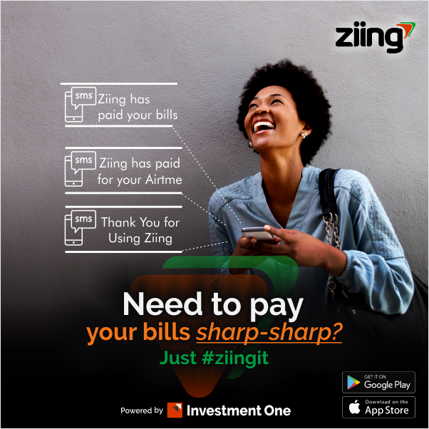 InvestmentOne's tweet photo. Pay your bills sharp-sharp with Ziing
#Ziing #ziing_it #InvestmentOne https://t.co/Aa2DMz5pIe