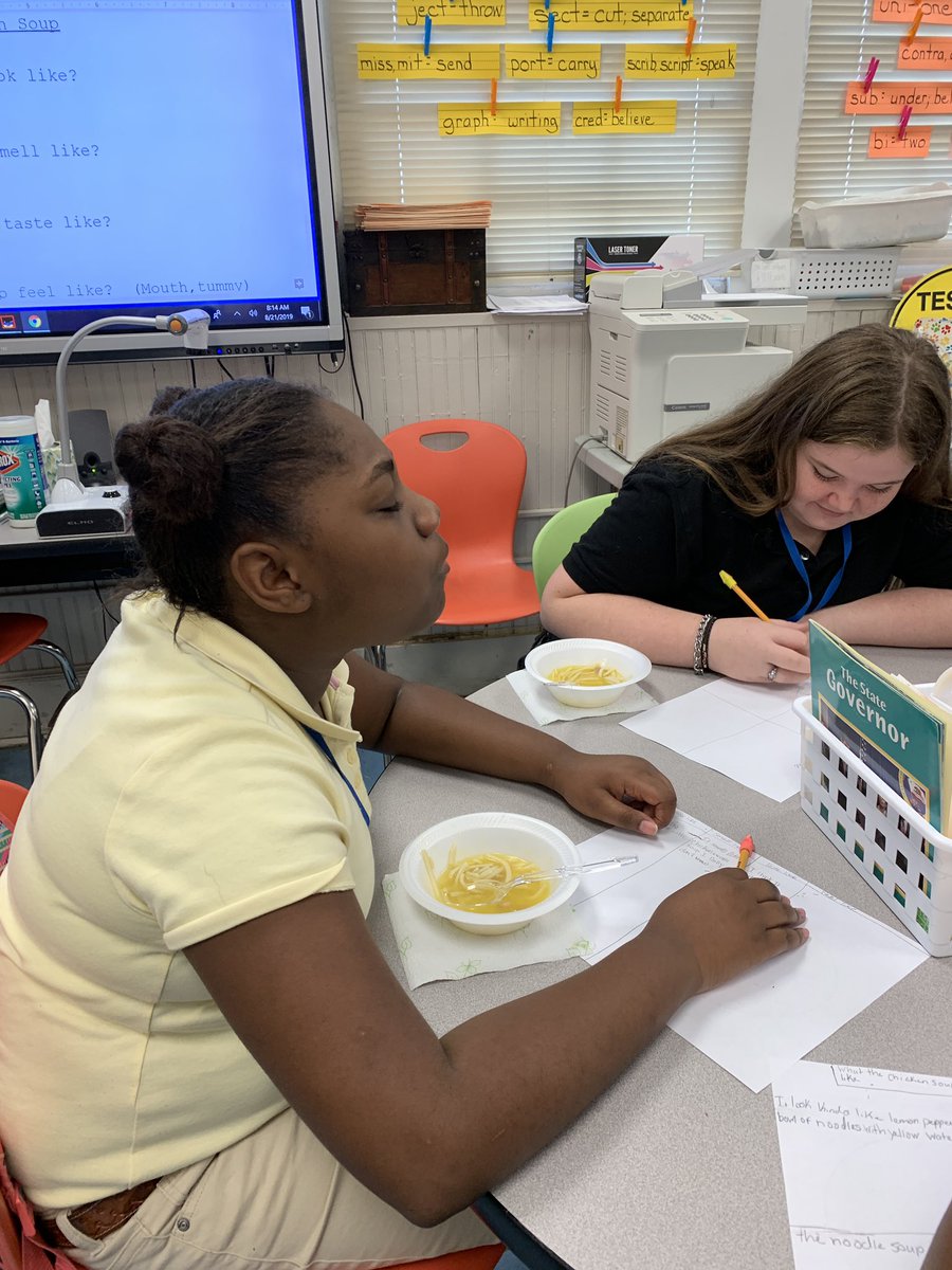 Sherry_WHS's tweet photo. Chicken soup for breakfast? Why yes indeed! WHS 6th grade Entry event for our first PBL of the year. @CraceSara #LearningCraVe #Exceptional @GraysonLawrence https://t.co/PZzt6lQq0d