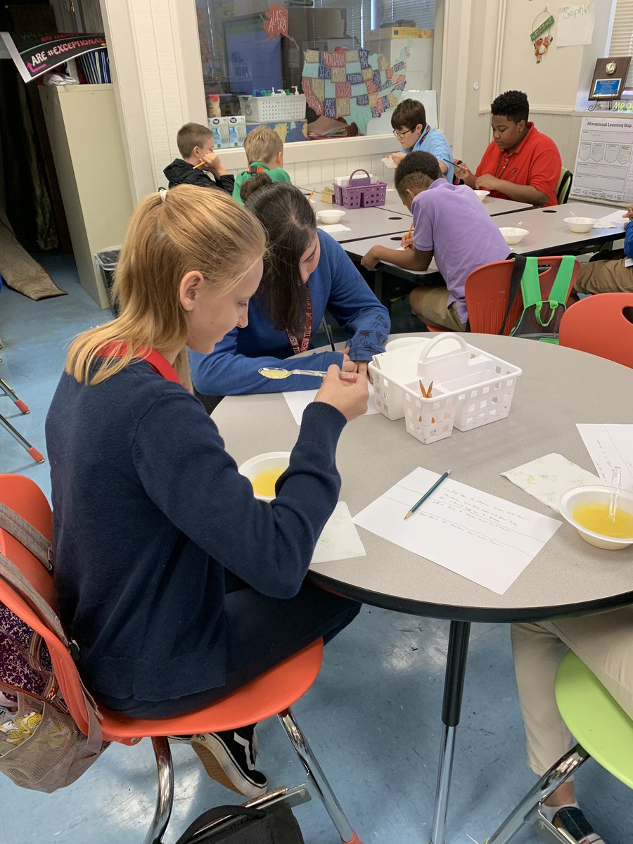 Sherry_WHS's tweet photo. Chicken soup for breakfast? Why yes indeed! WHS 6th grade Entry event for our first PBL of the year. @CraceSara #LearningCraVe #Exceptional @GraysonLawrence https://t.co/PZzt6lQq0d