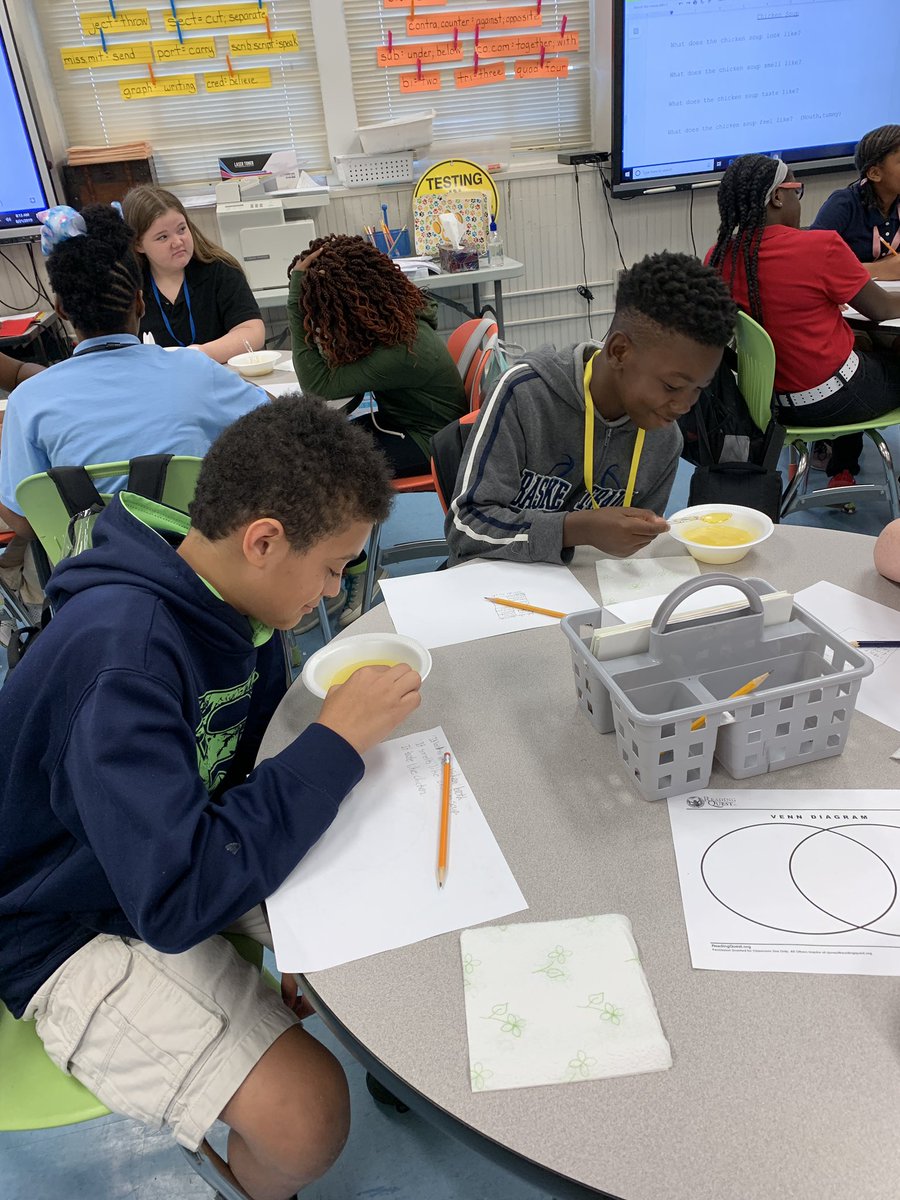 Sherry_WHS's tweet photo. Chicken soup for breakfast? Why yes indeed! WHS 6th grade Entry event for our first PBL of the year. @CraceSara #LearningCraVe #Exceptional @GraysonLawrence https://t.co/PZzt6lQq0d