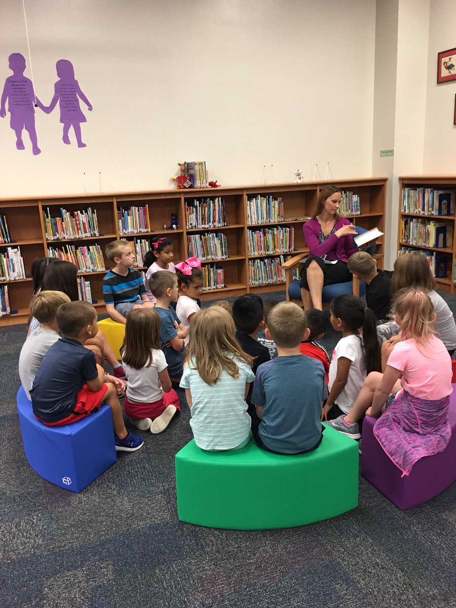firstiefrogs's tweet photo. Love going to the library for a cool story ( and the cool seats)! Great job Mrs. Schultz #bestatYES @DISDYoung https://t.co/UD0FGkLcr8