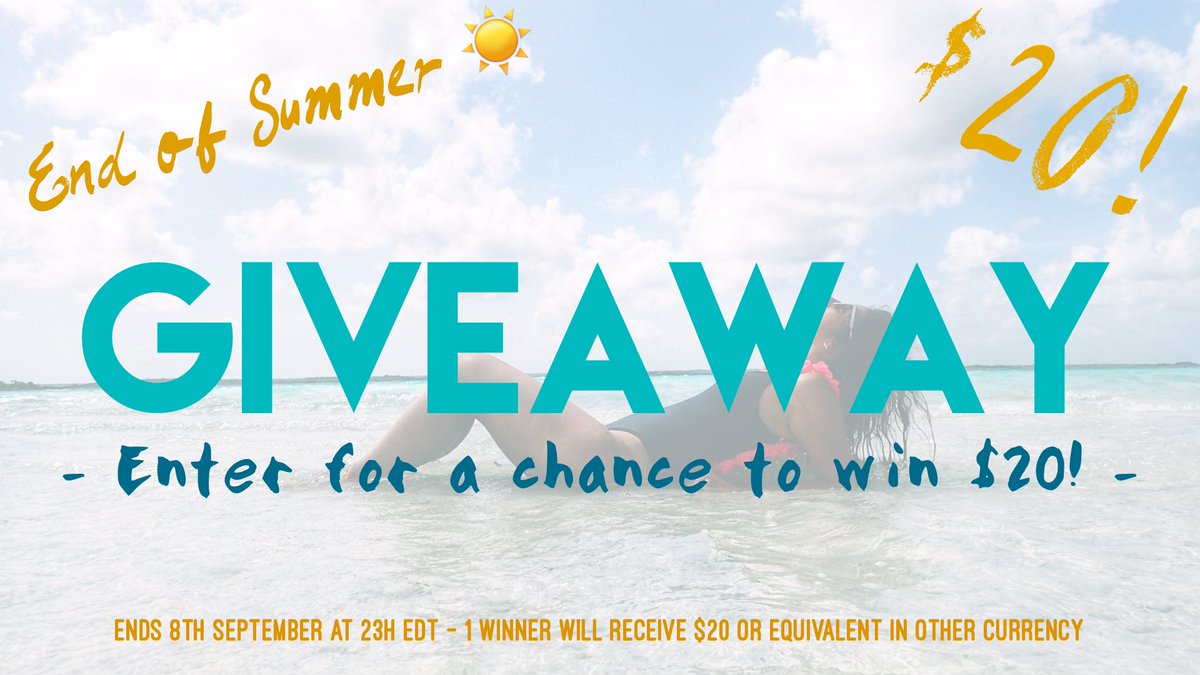 🎁SORTEO / GIVEAWAY🎁

Because soon the summer will be over, I’m giving away $20 (Card or Paypal)!

To enter:
1️⃣ Follow me
2️⃣ ♥️ + 🔄 this post 

Ends 08/09 at 23h EDT. Once contacted you will have 24h to answer before I draw a new winner

Good Luck 🍀 

#eléagivesaway #giveaway