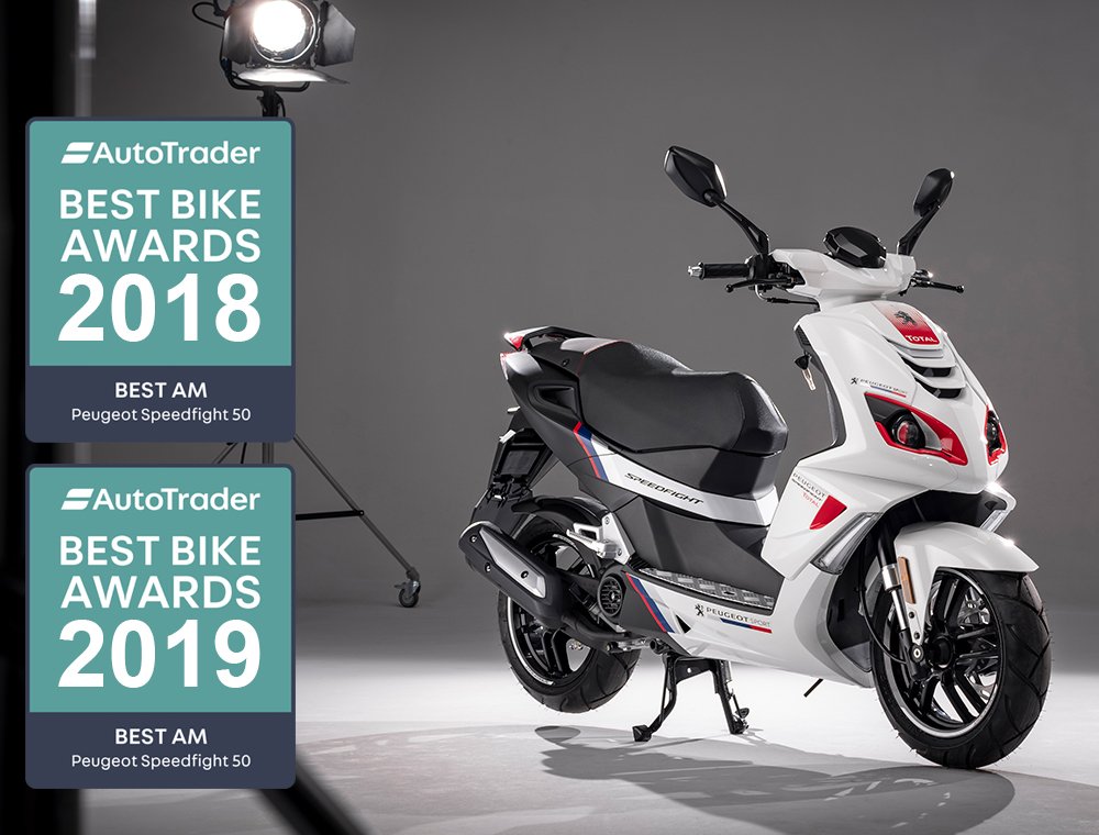 3XMotorcycles's tweet photo. @peugeotscooters Auto Trader UK have chosen the Peugeot Speedfight 50 as their ‘Best AM’ machine, for 50cc machines in the AM-licence class aimed at 16-year-olds for the second year in a row. https://t.co/k16c9qmF5w