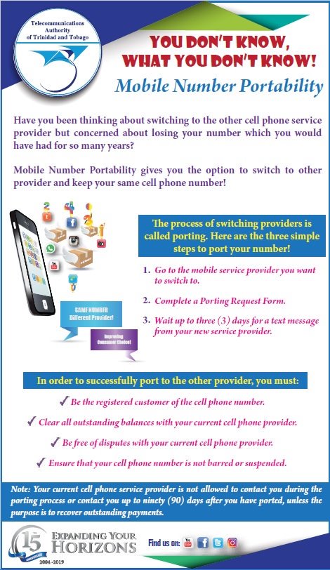 TATT2004's tweet image. Find out about Mobile Number Portability! The ability to change your provider but keep your phone number. Read on at tatt.org.tt/NumberPortabil… #MyIdentity #YDKWYDK #NumberPortability #MNP