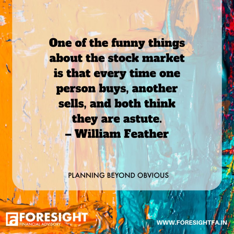 ForesightFA's tweet photo. One of the funny things about the stock market is that every time one person buys, another sells, and both think they are astute. ~ William Feather
—
https://t.co/H4W2vKeY39
—
#InvestWisely #PlanPurposefully
—
#ForesightFinancialAdvisory
#PlanningBeyondObvious
—
#investments https://t.co/IwFTIKMlCQ