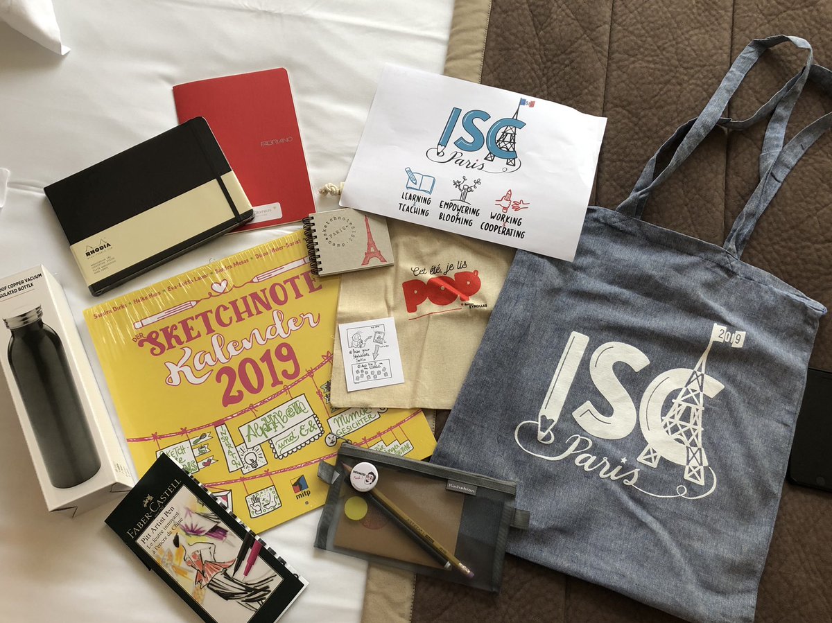 watzis's tweet photo. We are so #spoiled #thankyou so much 🤩🤗  Get ready to #sketchnote everywhere and all the time ! 🙌🏻 #ISC19FR #goodies #drawing #happyscribing #tribudesagiles #facilitationgraphique #happy https://t.co/WP7NwmuIEf