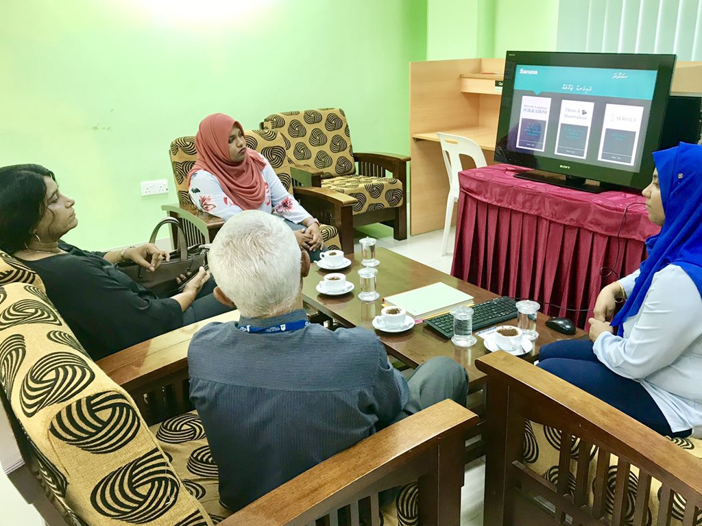 MNULibraries's tweet image. ✨It was a pleasure to meet Dr. Aishath Shehnaz Adam and introduce our local database Saruna to her. We deeply appreciate her interest to share her writings, books &amp;amp; articles under her authorship to Saruna database✨
#saruna #mnulibraries
