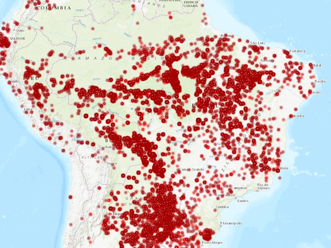 #Fires have been #burning in the Brazilian #Amazon for weeks. Smoke from the uptick in fires caused a blackout in #SaoPaulo on Monday. Track the fires in real time and access historical fire data on #GFWFires: bit.ly/2zbwqzN