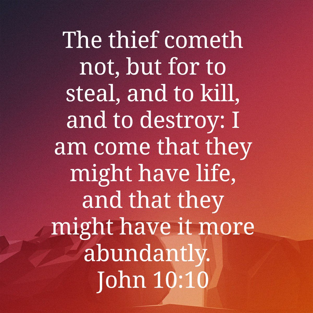 JE19691's tweet photo. The thief cometh not, but for to steal, and to kill, and to destroy: I am come that they might have…
https://t.co/5J8t6H0TLO https://t.co/qDv4dCsi9z