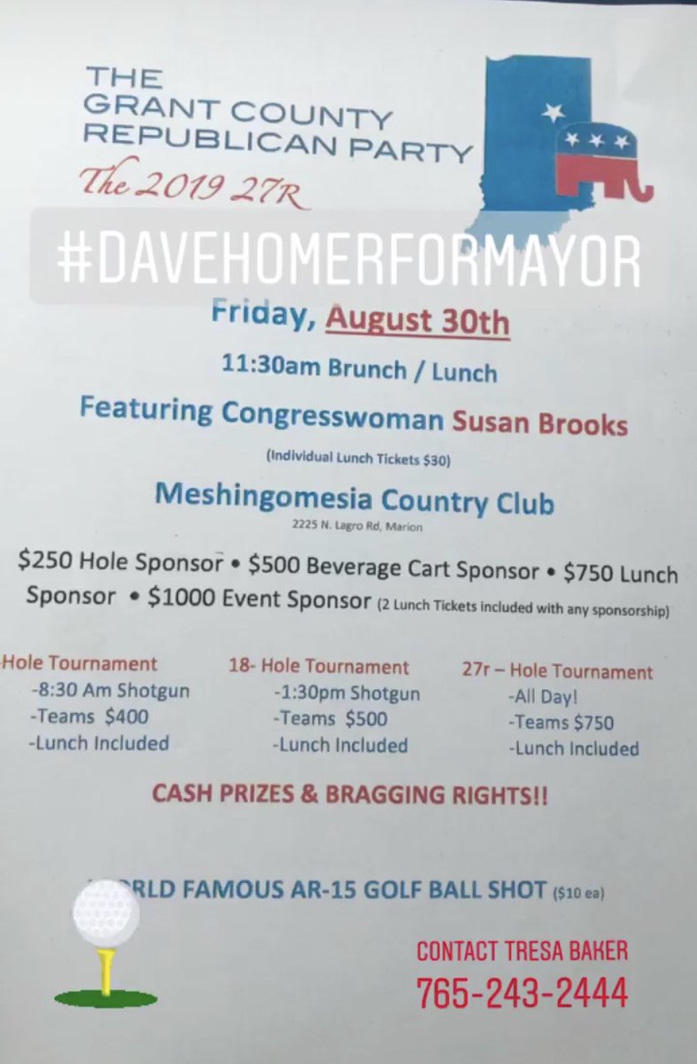 HomerFor's tweet image. Grant Co.  golf ⛳️ scramble.  
We are still in need of 🏌️ teams &amp;amp; sponsorship.  The Party is offering this as a fundraiser for the campaign to elect Dave Homer Mayor. 
If you are interested please contact us (ASAP)... 
UNITY + OPPORTUNITY = SUCCESS 
electhomer.com
