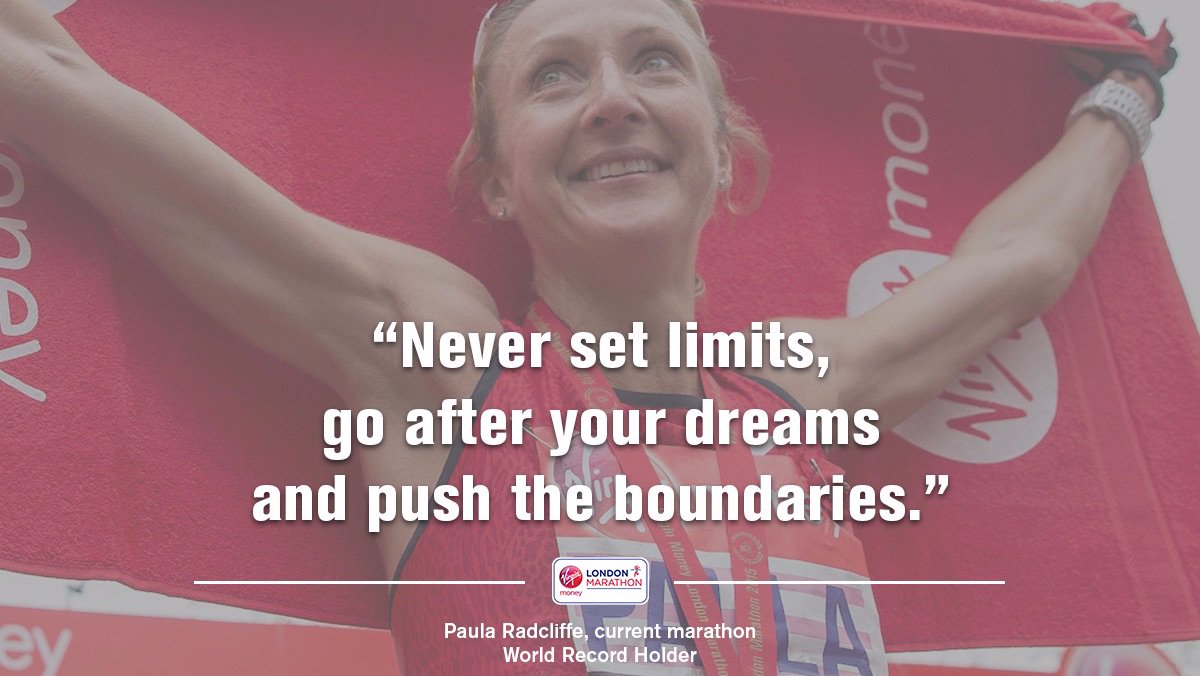 LondonMarathon's tweet photo. Virgin Money London Marathon legend, @paulajradcliffe, brings some wisdom to your Wednesday! 🇬🇧❤️ 

#LondonMarathon #WednesdayWisdom https://t.co/w61hKKKYIg