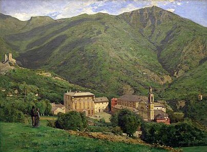 TopogArt's tweet photo. Field survey in Monte Maggio above #Savignone, @parcoantola, comparing the current terrain with an oil painting by Serafin De Avendaño (c. 1870) @LeverhulmeTrust https://t.co/8gwR2u0sjj