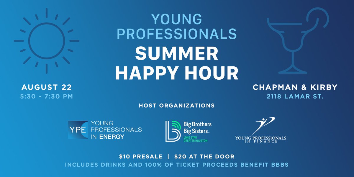 YPEHouston's tweet photo. Last chance to RSVP for our first #hh of the summer! We are the "unOFFICIAL" @NAPE_Expo after #party. All proceeds benefit @bbbshouston. https://t.co/Pr3bO1kE5U https://t.co/unjo4EEq0J