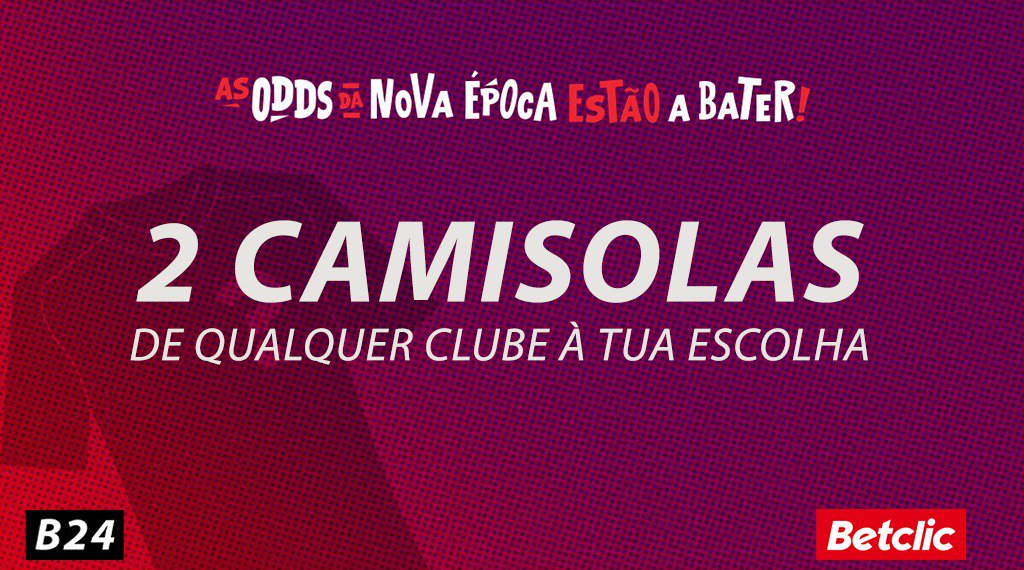 B24PT's tweet photo. Mais um giveaway, mais duas camisolas de qualquer clube europeu para vos oferecer! 

— Segue a @BetclicPortugal 
— Dá RT no tweet
— Identifica o amigo a quem ofereces a outra camisola

Sorteio termina sexta-feira, dia 23. https://t.co/RTkQxi6YWp