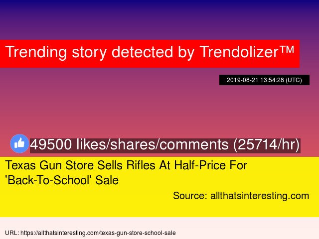 Trendolizer's tweet image. #TexasGunStore Sells Rifles At Half-Price For 'Back-To-School' Sale trendolizer.com/2019/08/texas-…