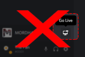 NinjaBoots1988's tweet image. @discordapp I feel like the only one having this problem with #discordgolive - I do not have the go live button. This is true while playing discord-recognized games in my own server. Can't even google this problem, i feel like i'm crazy.