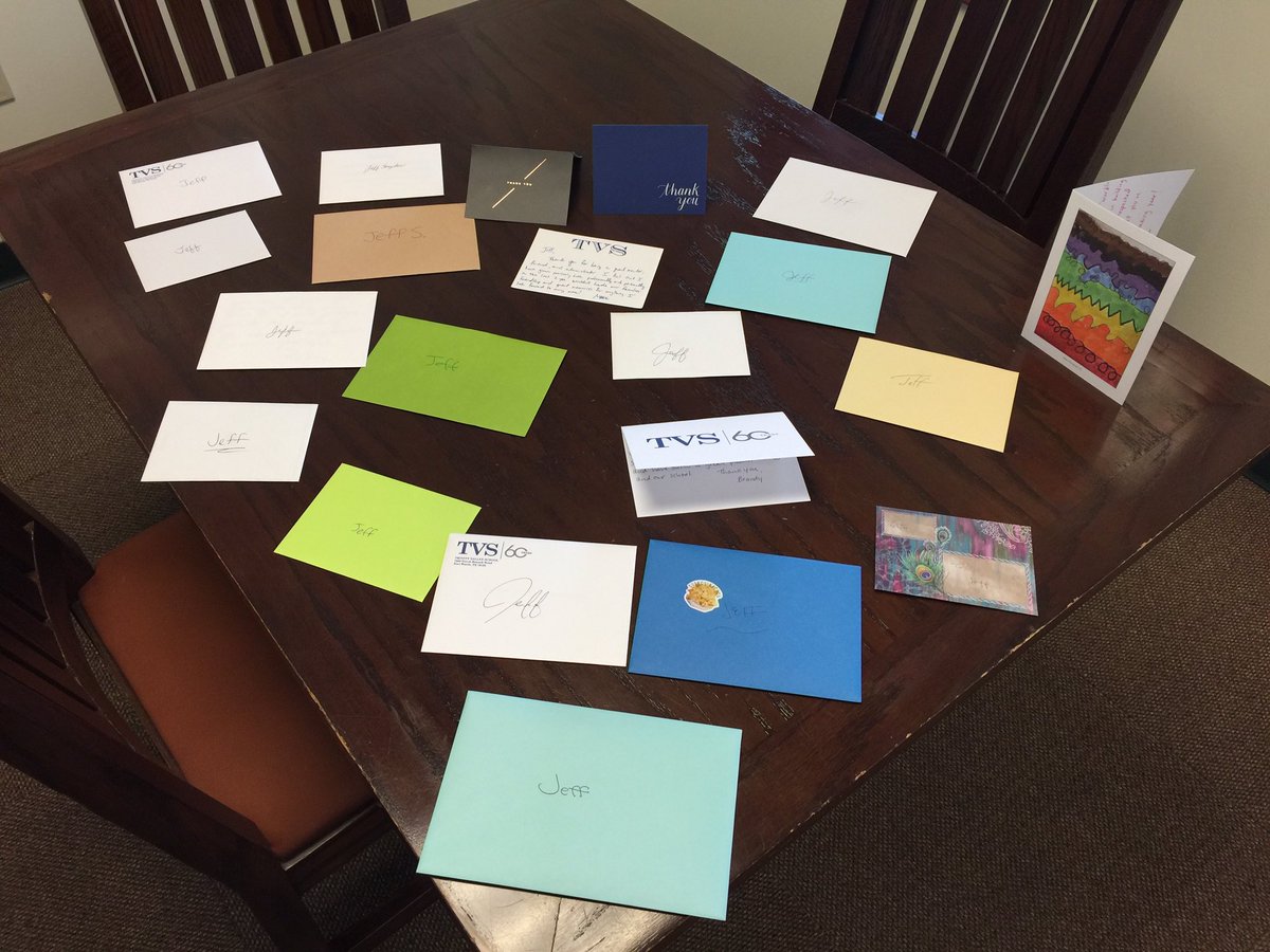 jsclimber's tweet photo. Nothing like “1st day of school” notes  from the amazing @TVS_Middle faculty to leave this administrator speechless and in tears! Thankful for every moment to live my Authentic Purpose alongside the amazing teachers and students at TVS! @TVS_Trojans #BeTrojansToday @ZachMercurio https://t.co/MO9T090f1W