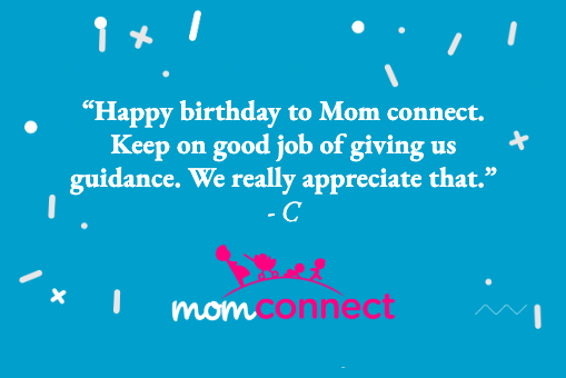 ReachHealth's tweet photo. MomConnect is 5 years old today! ๐ Moms get messages from MomConnect through pregnancy up to babyโs second birthday. Today, they helped us celebrate by sending messages back! #Mobile4good #SocialImpact #mHealth https://t.co/IhBDbLqjOq