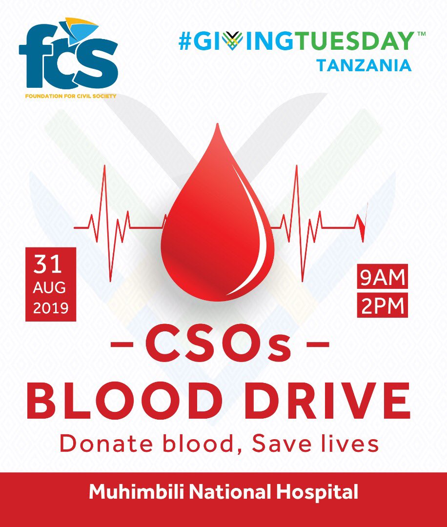 GivingTuesdayTZ's tweet photo. Donate blood save lives! Donโt miss. #azakitanzania #givingtuesdaytz #givingtuesday #fcstz https://t.co/8kF2FZMLk0