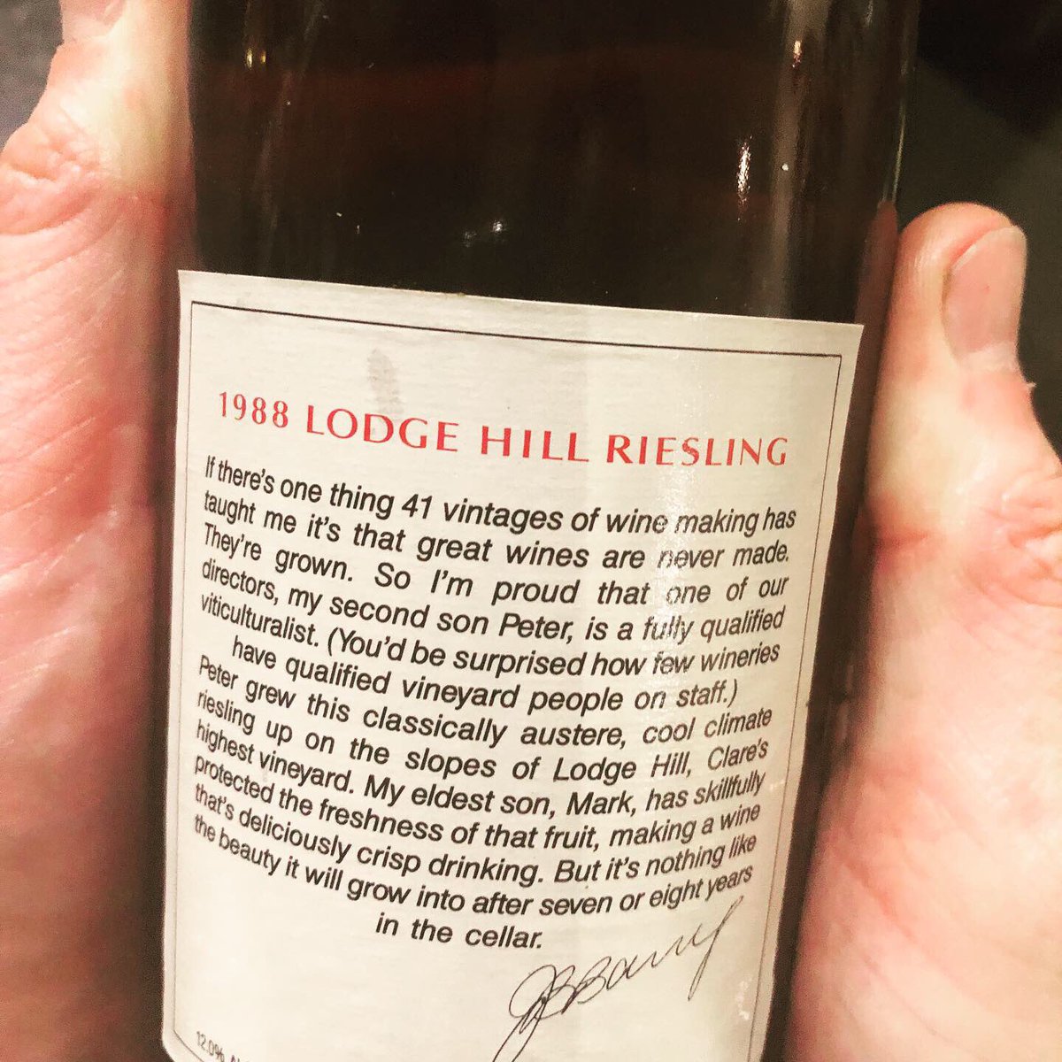 barryolivia's tweet photo. Always a privilege to drink a wine that my grandfather made #jamesbrazillbarry https://t.co/bgGRXfeDyi