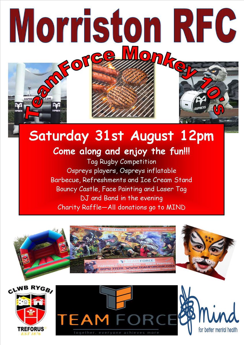 morriston_rfc's tweet photo. A big thank you to main sponsors for our TagRugby Day @TeamforceUK. Any donations towards the charity raffle for @MindCharity would be gratefully accepted. https://t.co/1qmDd0Lu1p
