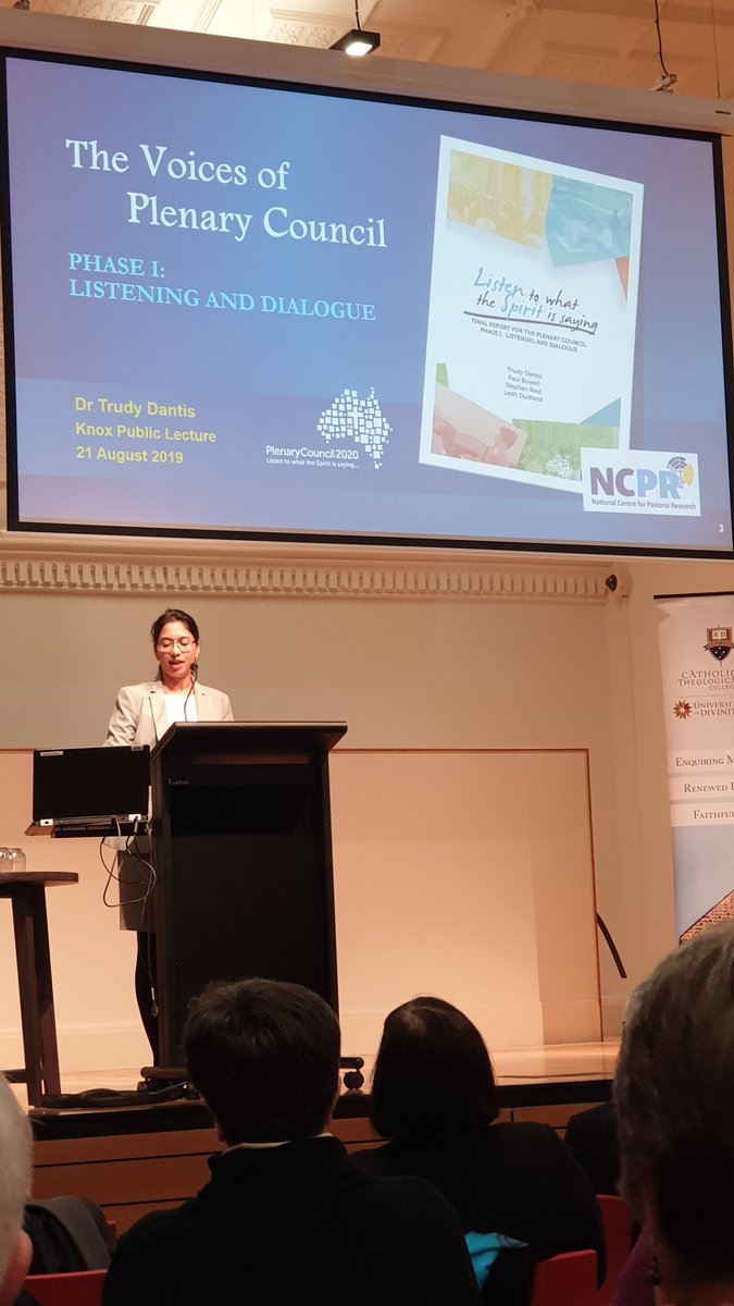 Dr Trudy Dantis, Director of the National Centre for Pastoral Research is giving the Cardinal Knox Lecture tonight in Melbourne. Unpacking the #voices of Stage 1 of the Plenary Council's #listeninganddialogue phase. Looking toward the future... #hopefilled #christcentred