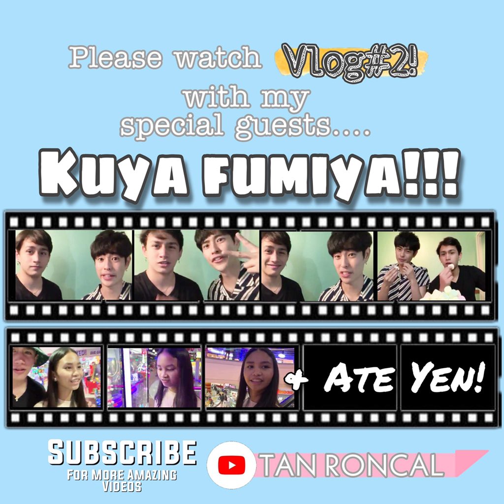 tanredroncal's tweet photo. https://t.co/HVN8emqh3K Hi sTANners! 
Please watch kuliTAN 2nd Vlog!

Chubby Bunny Challenge w/ kuya @fumfumfum3 + arcade w/ ate @yenyenquirante

Premieres at 7pm

#2ndVlogkuliTANFUMIYEN https://t.co/IhJjyostyl