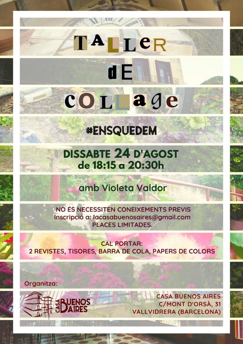 labuenosaires__'s tweet photo. Aquest dissabte... TALLER DE COLLAGE! ✂️📐
Correu que s'acaben les places! #EnsQuedem 🦊 https://t.co/8vTKt4TOo0