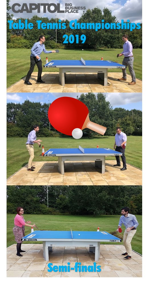 CAPITOLspace's tweet photo. Semi-finals ✅ Great games! Funny and exciting all at once. Congratulations to the winners of the semi-finals and thank you to all competitors who took part. NEWS FLASH! 📰 Finals today: Andrew @IHSMarkit v Martin @aoitgroup. Good luck guys ☺️🏓🏆 https://t.co/7L4ZOAqh0O