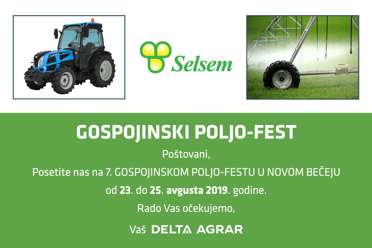 PriceSaPolja's tweet photo. Delta Agrar učestvuje na GOSPOJINSKOM POLJO-FESTU od 23. do 25. avgusta! Očekujemo vas! 🙂⬇️⬇️ https://t.co/EfoO1TtmkR