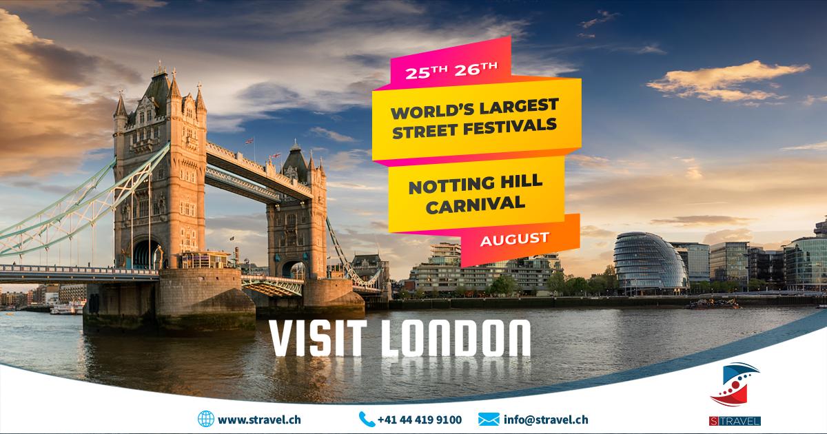 stravel_ch's tweet photo. The streets of west London come alive every August bank holiday weekend with Europe's biggest street festival Notting Hill Carnival. Book your holiday now https://t.co/v1IGgBM3f3

#stravel #zürich #switzerland #travel #london #nottinghillcarnival2019 https://t.co/dFPUNLElDr