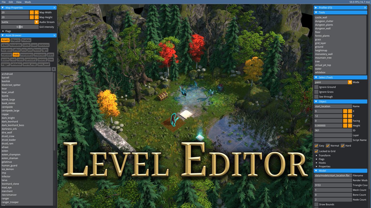 DruidstoneGame's tweet photo. Druidstone just got a level editor! Build new levels, add new equipment, create custom monsters and abilities. When you're ready publish your mod on Steam Workshop. With Lua scripting support with over 2000 functions, the only limit is your imagination. https://t.co/rKtkj4aBo2 https://t.co/qBqKhAfHXl