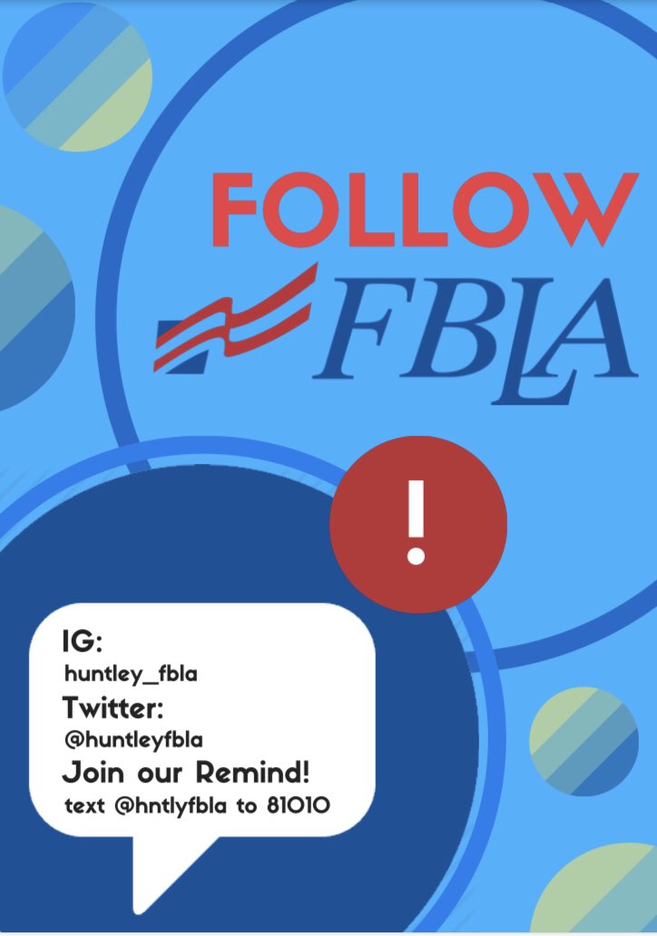 huntleyfbla's tweet photo. Follow Huntley FBLA to not miss out on updates! Don’t forget returning member meeting Thursday after school in room C2024! https://t.co/eEekpF60v6