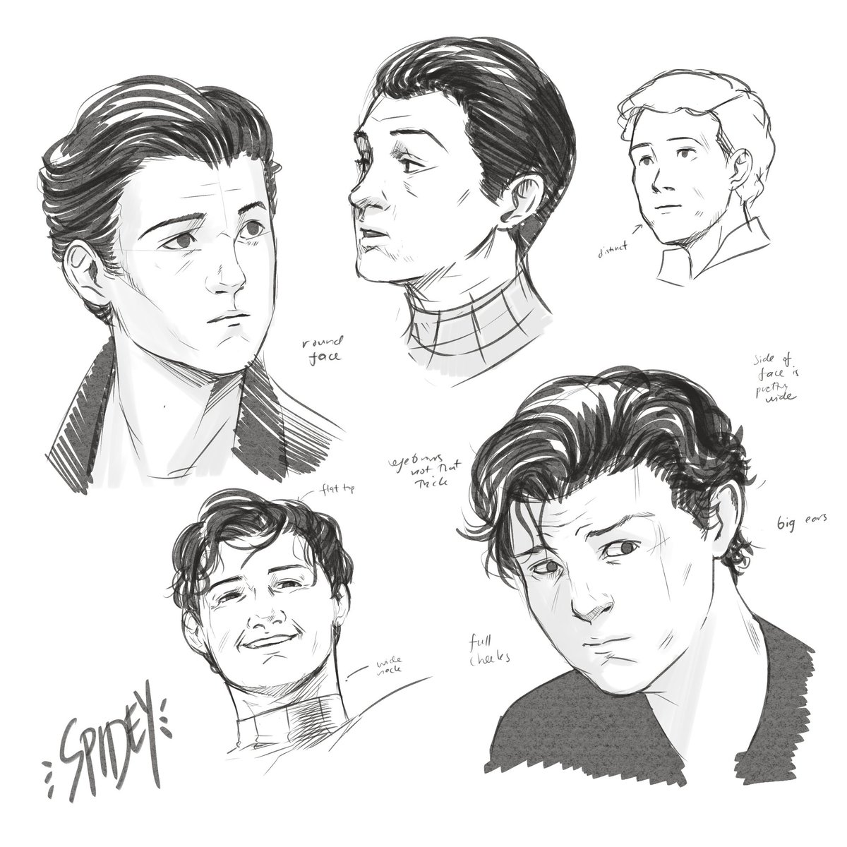 Some face studies! Wanna make a fancomic during my long weekend ?❤

#mcu #spiderman #Tomholland 