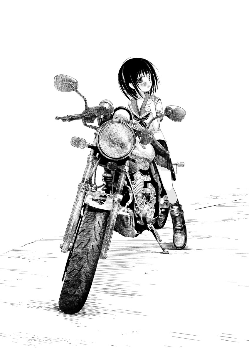 ニコニコ漫画の企画で彼女とつーぴーが5話まで無料公開中!22日の11時まで!
https://t.co/kIirtJLh2W
ぜひ試し読みしてください!

画像は11話のコメントで表紙のバイクに写真加工疑惑があったので描写しましたアピールの線画バージョンのバイク 