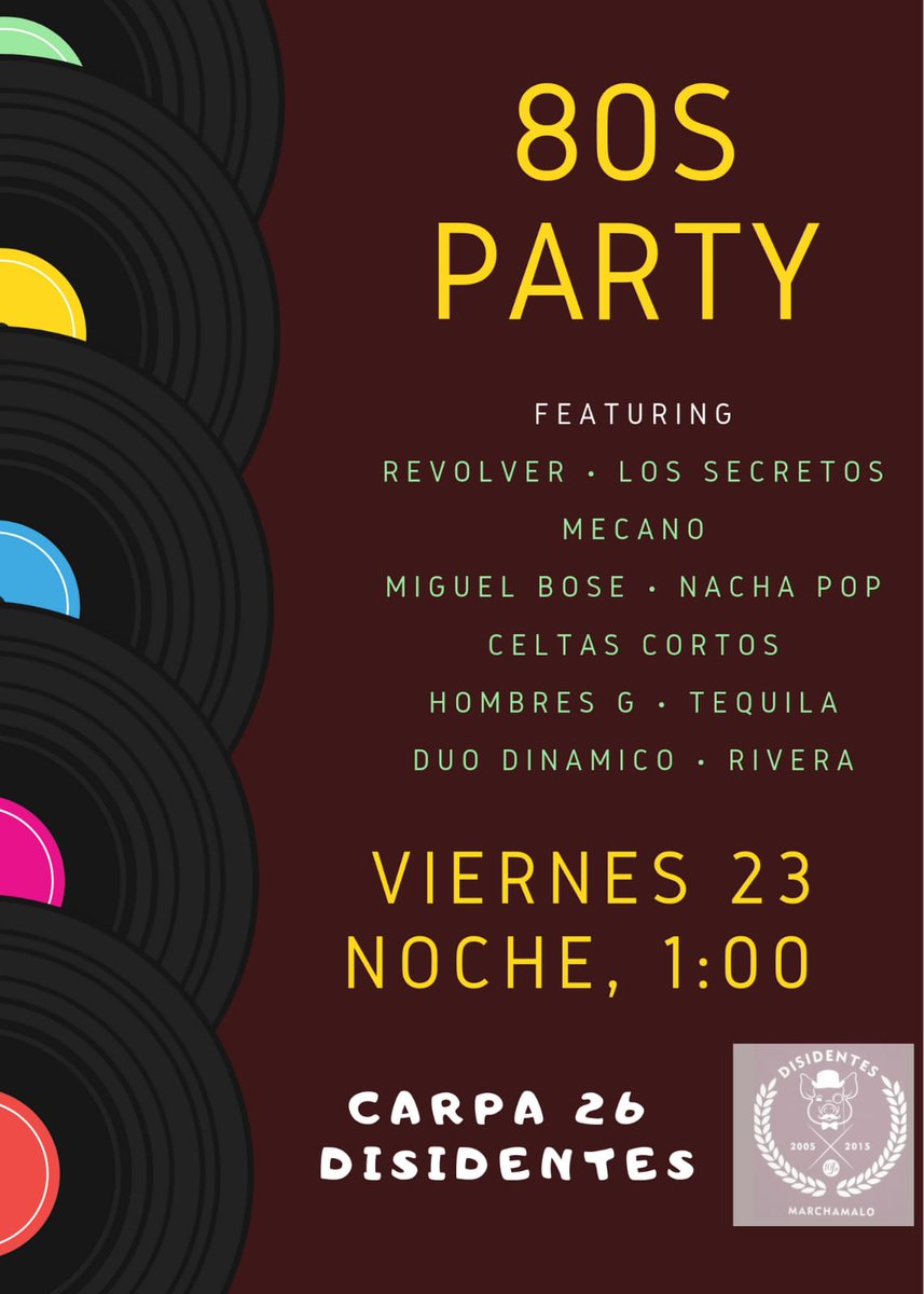 Queda solo 1 día para las fiestas, y 2 para la gran 80's party!!!🎶🎉