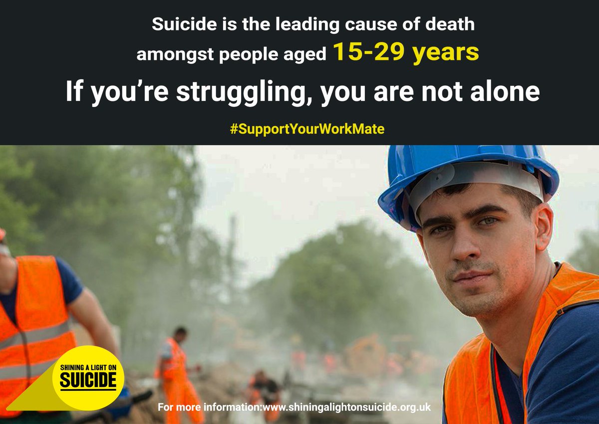 tandgicft's tweet photo. Suicide is the leading cause of death amongst people aged 15-29 years. If you’re struggling to cope call @samaritans on 116 123 #shinealightonsuicide #suicideprevention #SupportYourWorkMate #helpyourworkmate @MatesInMind #ItsOkNotToBeOk https://t.co/mmyF9Sfmkr