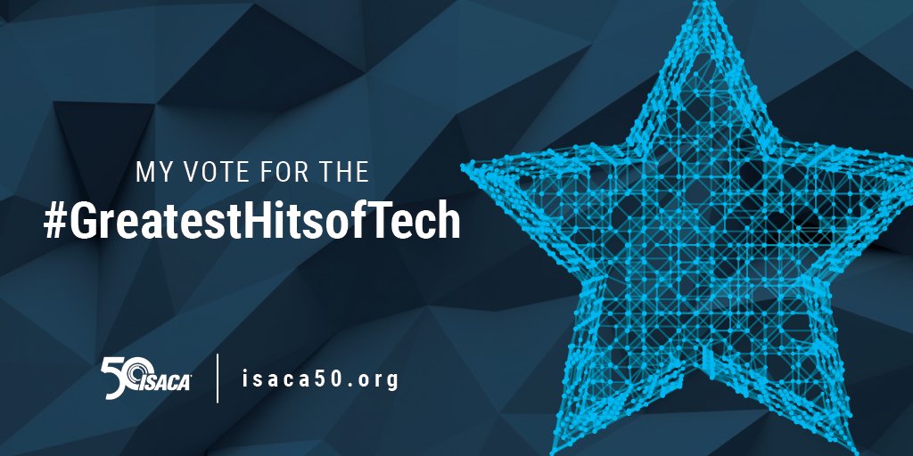 ISACANews's tweet photo. What do you consider the best #techinventions over the past 50 years? Download the graphic here https://t.co/o9jxG5y9YL and post it along with your vote using #ISACA50 and #GreatestHitsofTech! https://t.co/BDX7kZ75S8