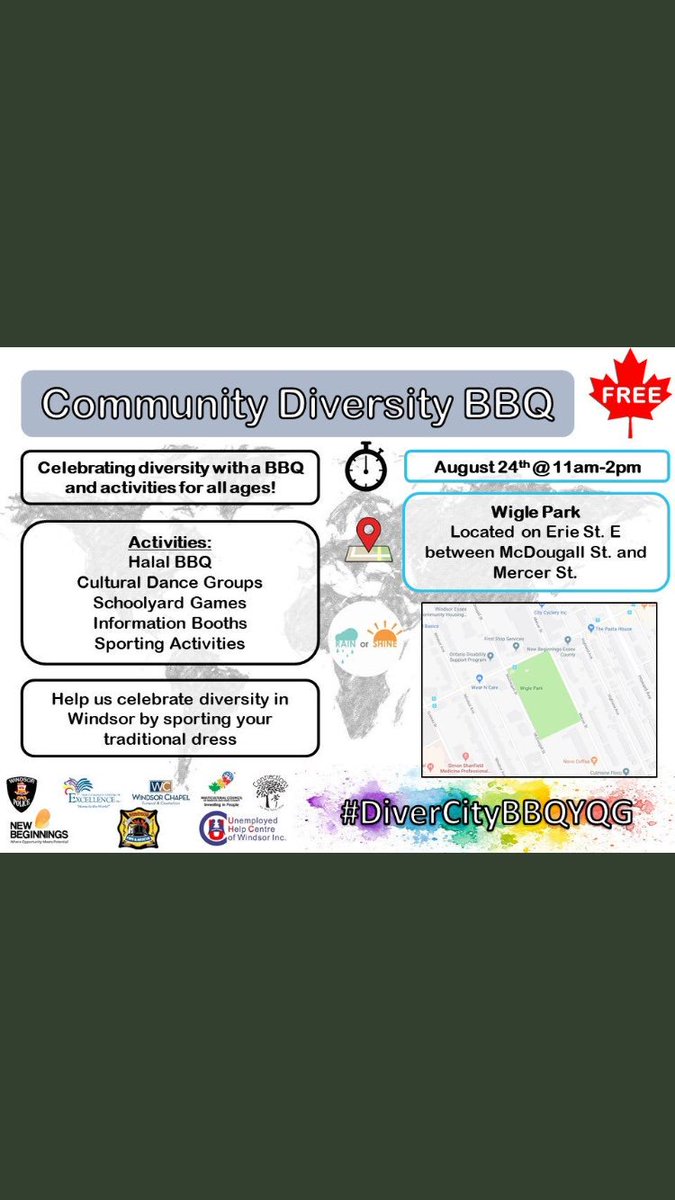 gill_wps's tweet image. REMINDER: Community Diversity BBQ 🌭🍔🍕Saturday, August 24th at Wigle Park (11-2) @WindsorPolice along with several #Community partners welcome all new and long-time residents of Windsor to a FREE community event. See you there !
#DiverCityBBQYQG