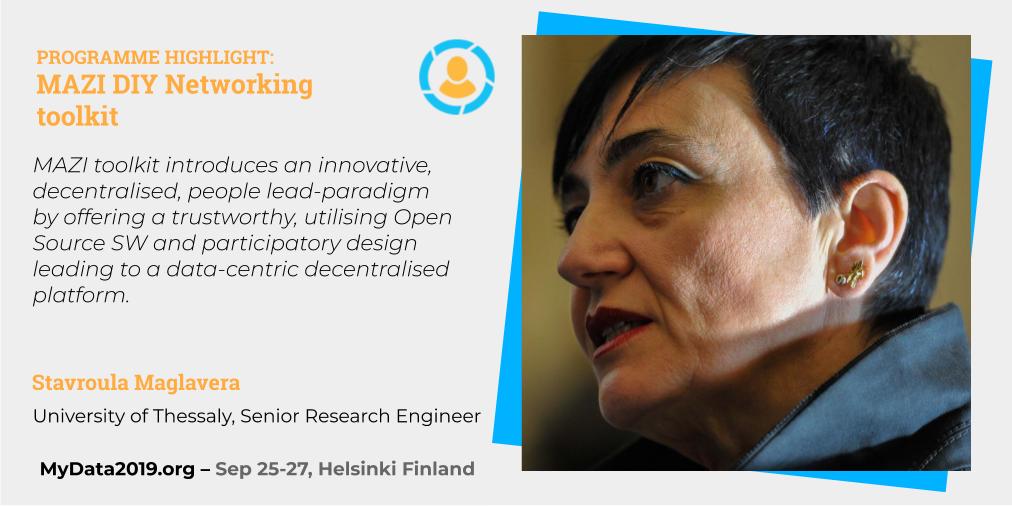mydataorg's tweet photo. #MyData2019: Stavroula Maglavera
@stavmag1 https://t.co/zyfQTZwwTJ will present the MAZI DIY Networking toolkit funded under @CAPSSIEU for building local wireless networks that are easily deployed and configured.
Track: https://t.co/XcWco2ENSV
Tickets: https://t.co/zQcmsD1YzT https://t.co/dTI2vaq4oK