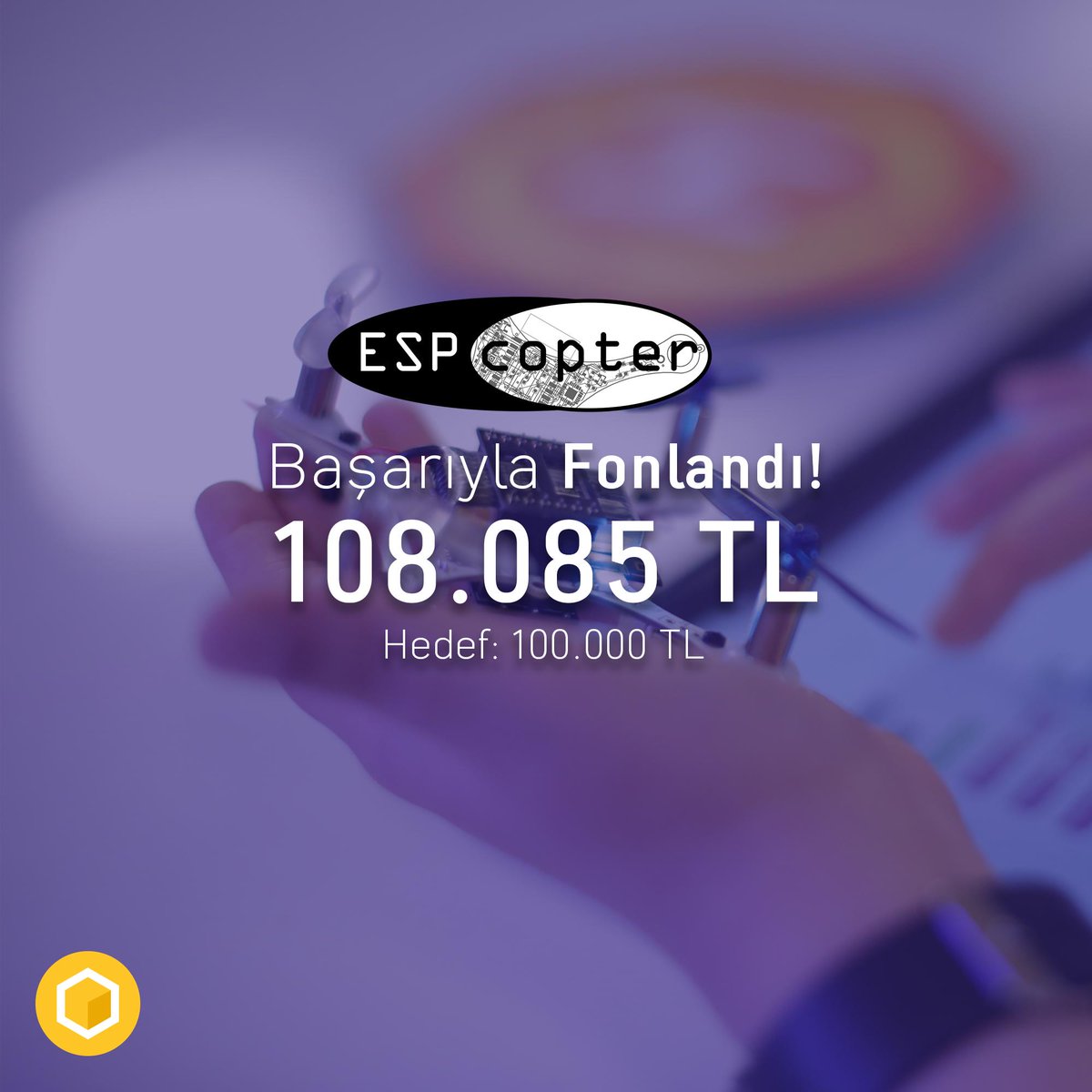 Programlanabilir mini drone ESPcopter'in kitlesel fonlama kampanyası sona erdi. Senin desteklerinle 108.085 TL toplayarak %108 başarıyla fonlandı! 💪🏻 ESPcopter şimdi üretim sürecine hazırlanıyor. <a href="/ESP_copter/">ESPcopter</a> 👉 arikovani.com/projeler/progr…